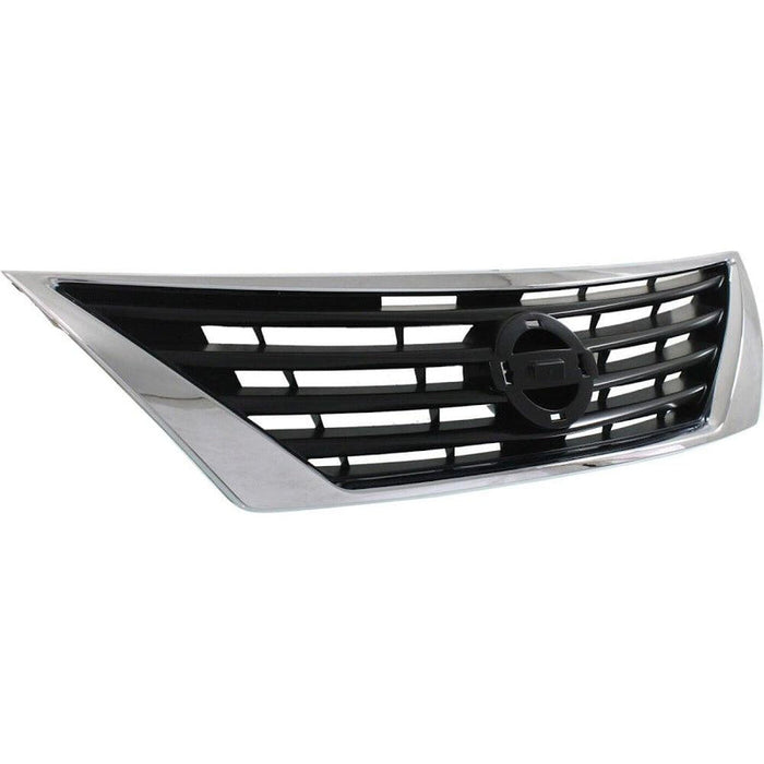 2012-2014 Nissan Versa Sedan Grille Black With Chrome Moulding - NI1200247-Partify-Painted-Replacement-Body-Parts