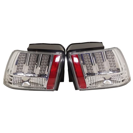 1999-2004 Ford Mustang Base/GT/GT Base/GT Bullitt Tail Light Set Led Chrome - FO2811188-Partify-Painted-Replacement-Body-Parts