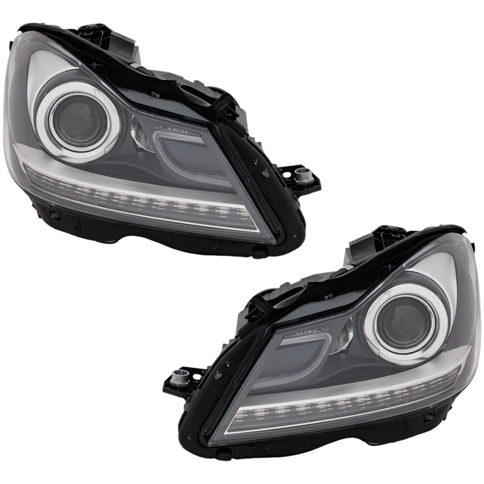2012-2013 Mercedes-Benz C250/C300/C350/C63 AMG Headlight Set W204 Halogen Bezel Performance Set - MB2505110-Partify-Painted-Replacement-Body-Parts