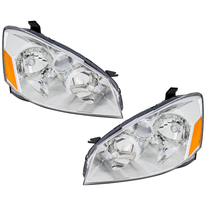 2005 Nissan Altima S/SE/SL Headlight Set Non-Projector Clear Lens Chrome Housing Lens/Housing Performance Set - NI2505122-Partify-Painted-Replacement-Body-Parts