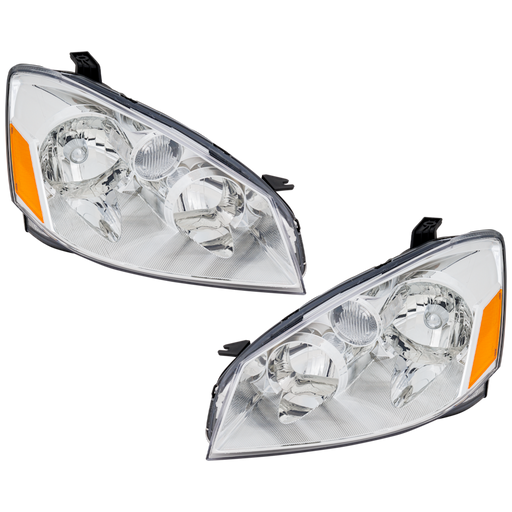 2005 Nissan Altima S/SE/SL Headlight Set Non-Projector Clear Lens Chrome Housing Lens/Housing Performance Set - NI2505122-Partify-Painted-Replacement-Body-Parts