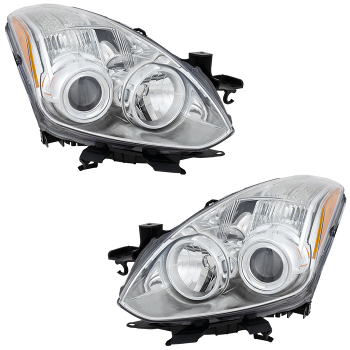 2010-2013 Nissan Altima Headlight Set Non-Projector Lens/Housing Clear Lens Chrome Bezel Performance Set Coupe - NI2505123-Partify-Painted-Replacement-Body-Parts