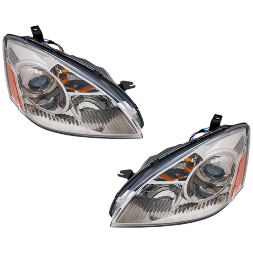 2002-2004 Nissan Altima Headlight Set Projector Type W/Gun Metal Bezel Performance Set - NI2505112-Partify-Painted-Replacement-Body-Parts