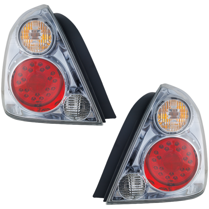 2002-2006 Nissan Altima Tail Light Set Led Clear/Red Lens Gun Metal - NI2811145-Partify-Painted-Replacement-Body-Parts