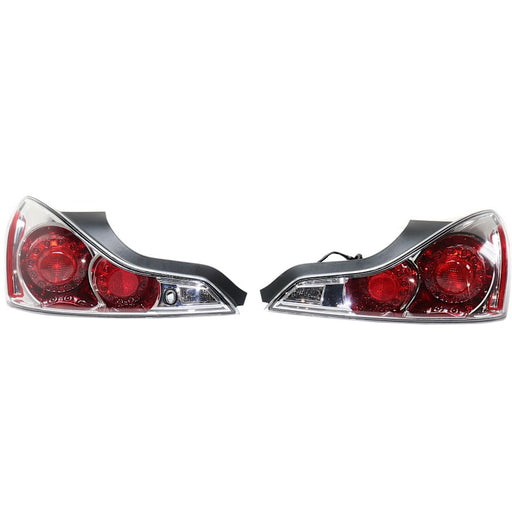 2008-2015 INFINITI G37/Q60 Tail Light Set 1 Pair Clear Lens/Chrome Bezel Coupe - IN2811109-Partify-Painted-Replacement-Body-Parts