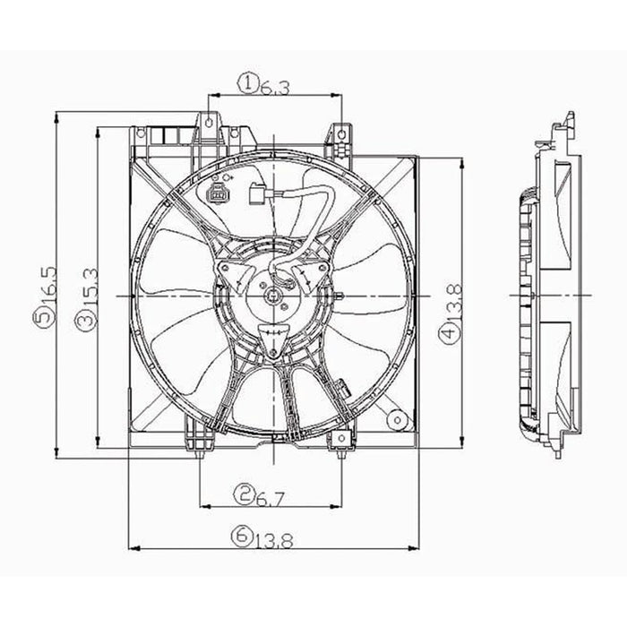 1999-2000 Subaru Forester A/C Condenser Fan Assembly Includes Motor/Blade/Shroud - SU3113102-Partify-Painted-Replacement-Body-Parts