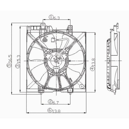 1999-2000 Subaru Forester A/C Condenser Fan Assembly Includes Motor/Blade/Shroud - SU3113102-Partify-Painted-Replacement-Body-Parts
