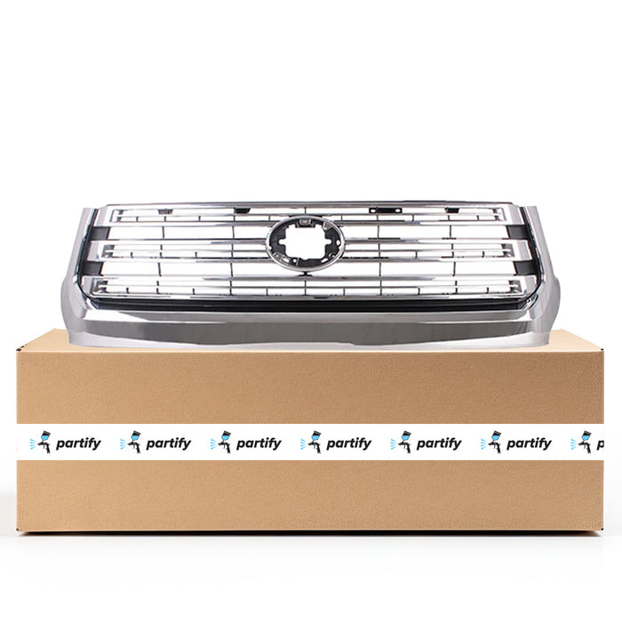 2018-2021 Toyota Tundra CAPA Certified Grille Billet Type W/Chrome Surround Chrome Assembly - TO1200458C-Partify-Painted-Replacement-Body-Parts