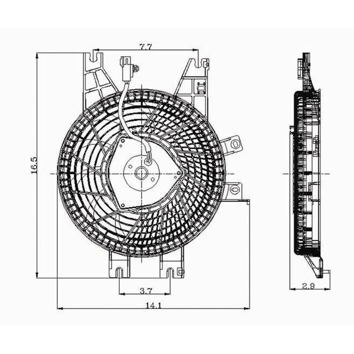 2001-2005 Toyota Sequoia A/C Condenser Fan Assembly Condenser Fan Assembly - TO3113114-Partify-Painted-Replacement-Body-Parts