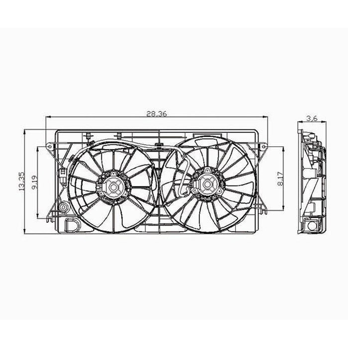 2000-2005 Toyota Celica/MR2 Spyder Engine Cooling Fan Assembly Motor/Blade/Shroud Dual Fan Assembly - TO3115142-Partify-Painted-Replacement-Body-Parts