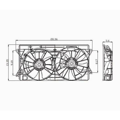 2000-2005 Toyota Celica/MR2 Spyder Engine Cooling Fan Assembly Motor/Blade/Shroud Dual Fan Assembly - TO3115142-Partify-Painted-Replacement-Body-Parts