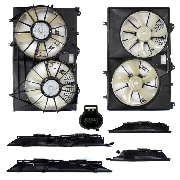 2011-2013 Toyota Highlander Hybrid/Hybrid Limited Engine Cooling Fan Assembly Motor/Blade/Shroud Dual Fan Assembly - TO3115172-Partify-Painted-Replacement-Body-Parts