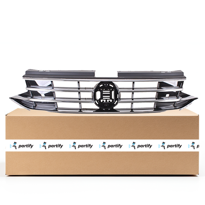 2022-2023 Volkswagen Tiguan Comfortline/S/SE/Trendline/Trendline Plus CAPA Certified Grille W/O Light Bar Black Satin/Chrome Assembly - VW1200182C-Partify-Painted-Replacement-Body-Parts