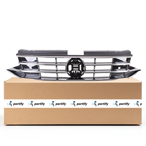 2022-2023 Volkswagen Tiguan Comfortline/S/SE/Trendline/Trendline Plus CAPA Certified Grille W/O Light Bar Black Satin/Chrome Assembly - VW1200182C-Partify-Painted-Replacement-Body-Parts