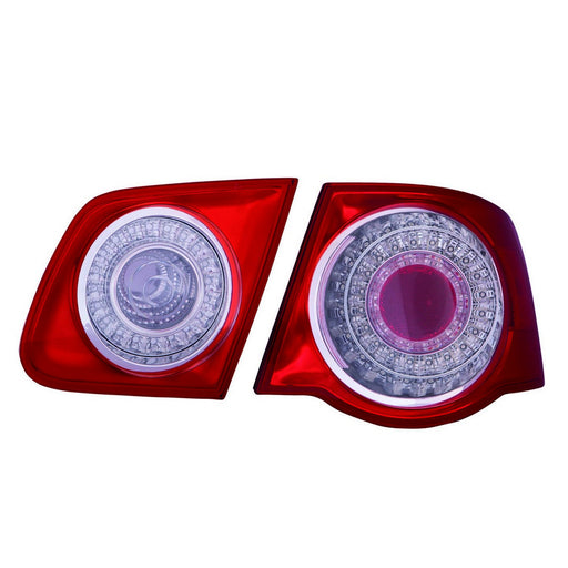 Volkswagen Jetta Tail Light Set Gen 5 Led Red/Clear Lens Chrome Bezel Sedan - VW2811110
