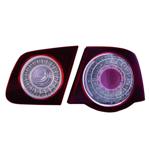 Volkswagen Jetta Tail Light Set Gen 5 Led Dark Red/Clear Lens Dark Chrome Bezel Sedan - VW2811111