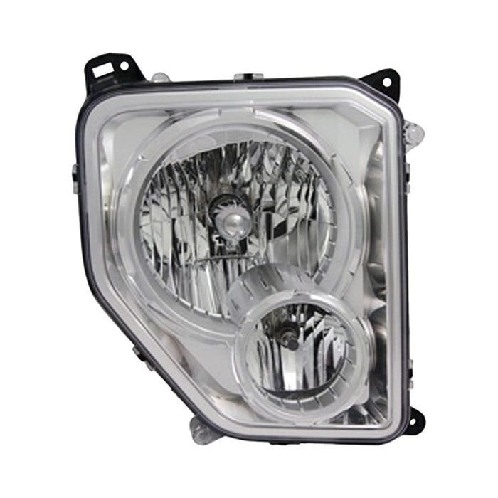 2010-2012 Jeep Liberty Passenger Side Headlight Assembly W/Fog Lamps Chrome Bezel Round Bulb Shield Composite - CH2503233-Partify-Painted-Replacement-Body-Parts