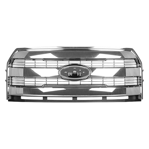 2015-2017 Ford F-150 Grille W/O Front View Camera Chrome Surround/Mesh Insert Assembly Crew Cab Pickup/Extended Cab Pickup - FO1200607-Partify-Painted-Replacement-Body-Parts