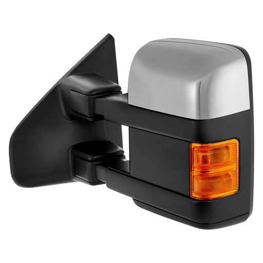 2013-2014 Ford F-150 Driver Side Door Mirror Heated Trailer Tow Type W/Chrome Cap Textured Assembly - FO1320480-Partify-Painted-Replacement-Body-Parts