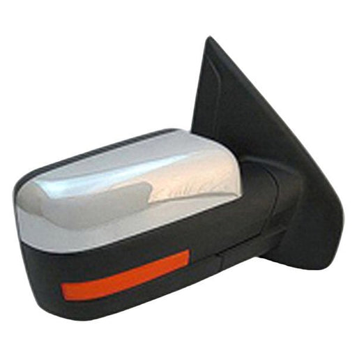 2009-2010 Ford F-150 Passenger Side Door Mirror Standard Type Power W/Puddle Lamp Chrome Assembly - FO1321411-Partify-Painted-Replacement-Body-Parts