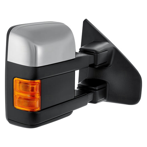 2013-2014 Ford F-150 Passenger Side Door Mirror Heated Trailer Tow Type W/Chrome Cap Textured Assembly - FO1321480-Partify-Painted-Replacement-Body-Parts