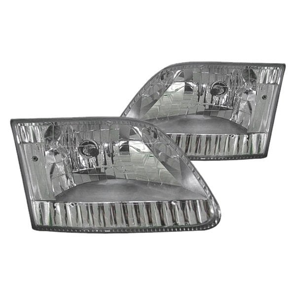 1997-2004 Ford Expedition/F-150/F-150 Heritage Harley-Davidson Edition/King Ranch/Lariat/XL/XLT/XL/XLT Headlight Set W/Clear Lens Diamond Design Performance Set - FO2505101-Partify-Painted-Replacement-Body-Parts