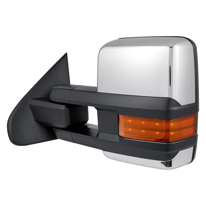 2015-2019 Chevrolet Silverado 1500/1500 LD/2500/3500/GMC Sierra 1500/Sierra 1500 Limited/Sierra 2500/Sierra 3500 Driver Side Door Mirror Trailer Tow Type Power W/O Signal Lamps Man Ext/Man Fold Chrome Assembly - GM1320512-Partify-Painted-Replacement-Body-Parts