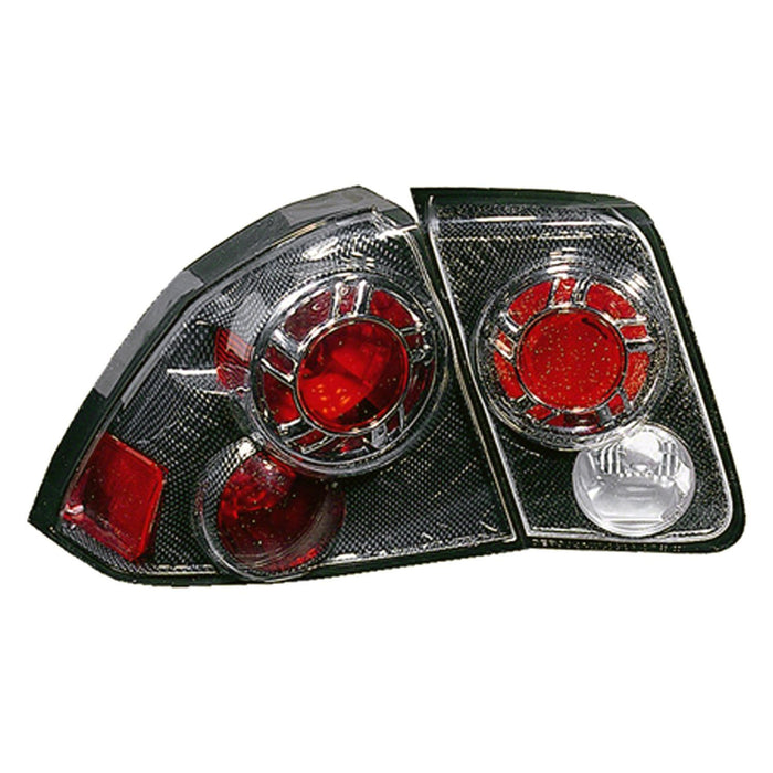 2001-2005 Honda Civic Tail Light Set 4 Lamp Set Wheel Design Carbon Fiber Type 4 Door Sedan - HO2811170-Partify-Painted-Replacement-Body-Parts