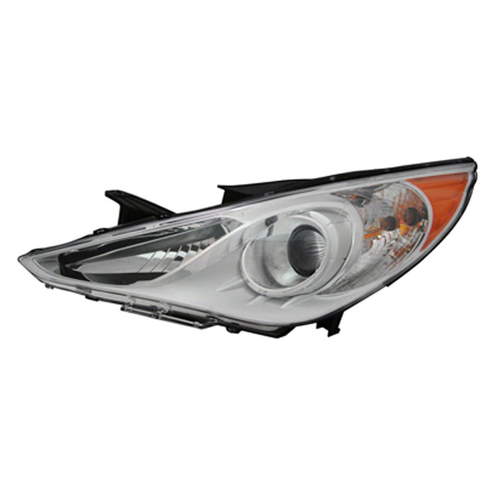 2011-2014 Hyundai Sonata GLS Driver Side Headlight Assembly Halogen Type 1 White Bezel Composite - HY2502159-Partify-Painted-Replacement-Body-Parts