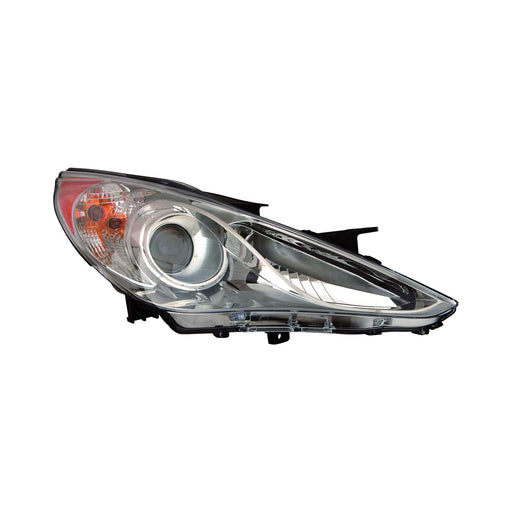 2011-2014 Hyundai Sonata Limited/SE Passenger Side Headlight Assembly Halogen Type 2 Chrome Bezel Composite - HY2503157-Partify-Painted-Replacement-Body-Parts