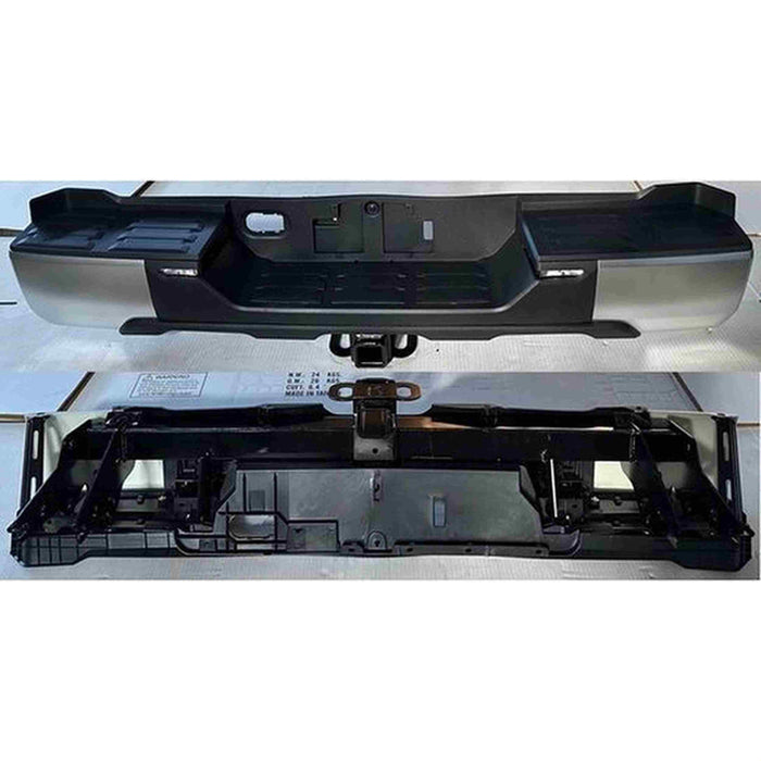 2022-2024 Toyota Tundra Rear Bumper Assembly W/O Parking Sensors W/Back-Up Lamp W/Tow Hitch Satin Chrome - TO1103147-Partify-Painted-Replacement-Body-Parts