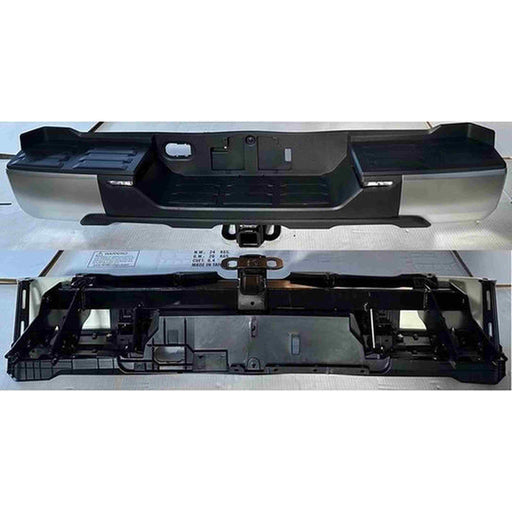 2022-2024 Toyota Tundra Rear Bumper Assembly W/O Parking Sensors W/Back-Up Lamp W/Tow Hitch Satin Chrome - TO1103147-Partify-Painted-Replacement-Body-Parts
