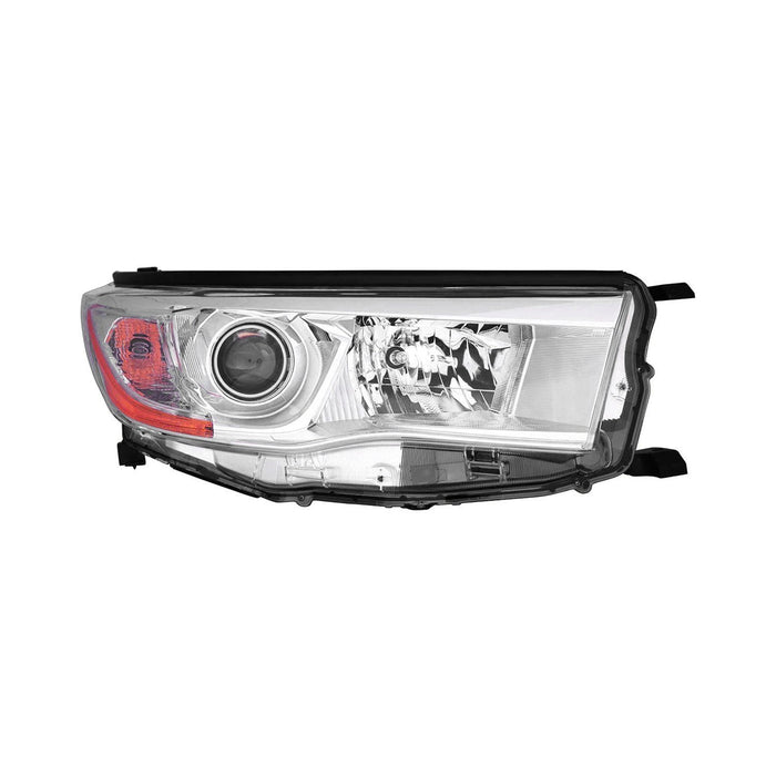 2014-2016 Toyota Highlander Passenger Side Headlight Assembly W/O Auto High Beam W/O Smoked Chrome Accent Composite - TO2503221-Partify-Painted-Replacement-Body-Parts