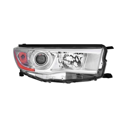 2014-2016 Toyota Highlander Passenger Side Headlight Assembly W/O Auto High Beam W/O Smoked Chrome Accent Composite - TO2503221-Partify-Painted-Replacement-Body-Parts