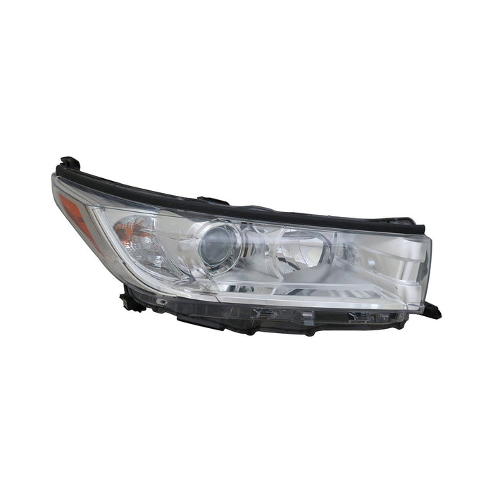 2017-2019 Toyota Highlander LE/LE Plus/XLE Passenger Side Headlight Assembly W/O Smoked Chrome Accent W/O Led Drl Chrome Bezel Composite - TO2503251-Partify-Painted-Replacement-Body-Parts
