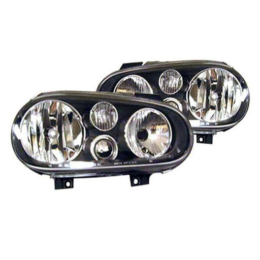 1999-2005 Volkswagen Cabrio/Golf Headlight Set Type 4 W/O Fog Lamps W/ Bezel Two Lamp Performance Set Performance Set - VW2505102-Partify-Painted-Replacement-Body-Parts