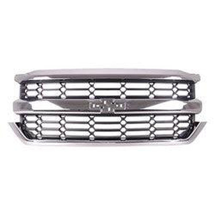 2016-2019 Chevrolet Pickup Chevy Silverado 1500 Grille Matte Dark Gray With Chrome Moulding - GM1200753-Partify-Painted-Replacement-Body-Parts