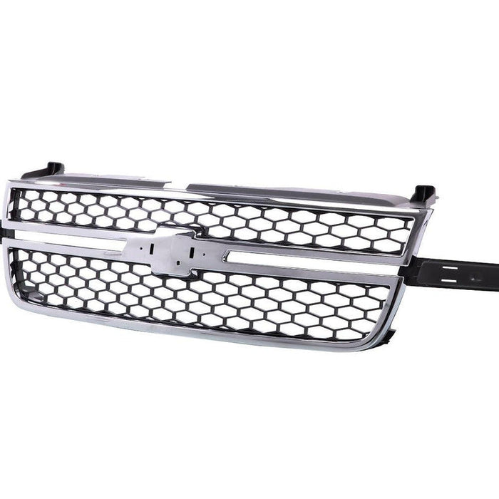 2003-2007 Chevrolet Pickup Chevy Silverado Grille Chrome Frame With Gray Honrycomb O5 Ss/Center Bar Needs Wing Inserts - GM1200546-Partify-Painted-Replacement-Body-Parts
