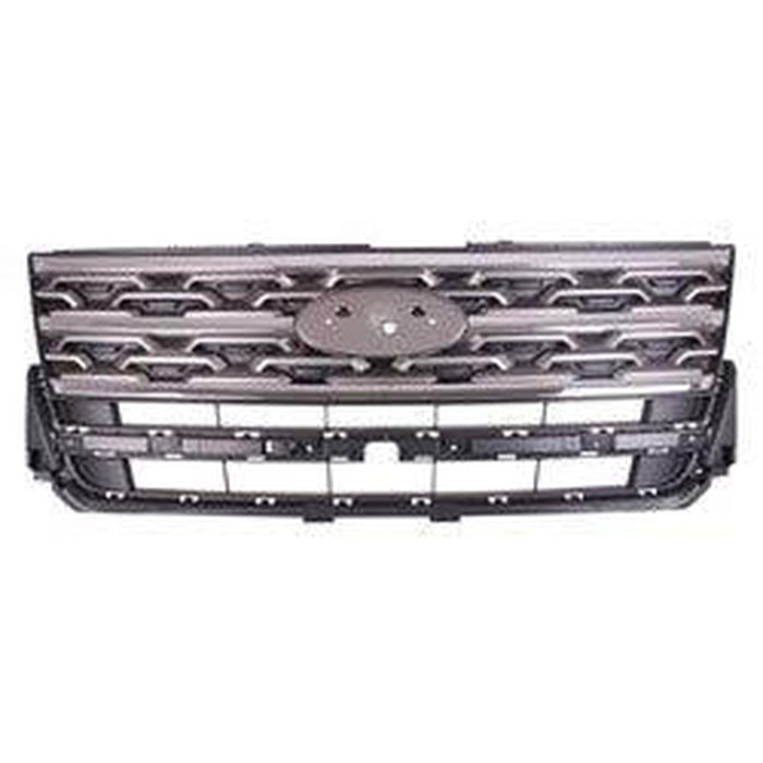 2018-2019 Ford Explorer Grille Dark Gray With Chrome Base Model - FO1200623-Partify-Painted-Replacement-Body-Parts