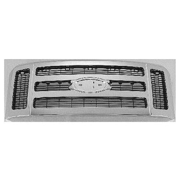 2008-2010 Ford Pickup F450 Superduty Grille Matte-Dk Gray With Chrome Frame Xlt/Lariat Model - FO1200500-Partify-Painted-Replacement-Body-Parts