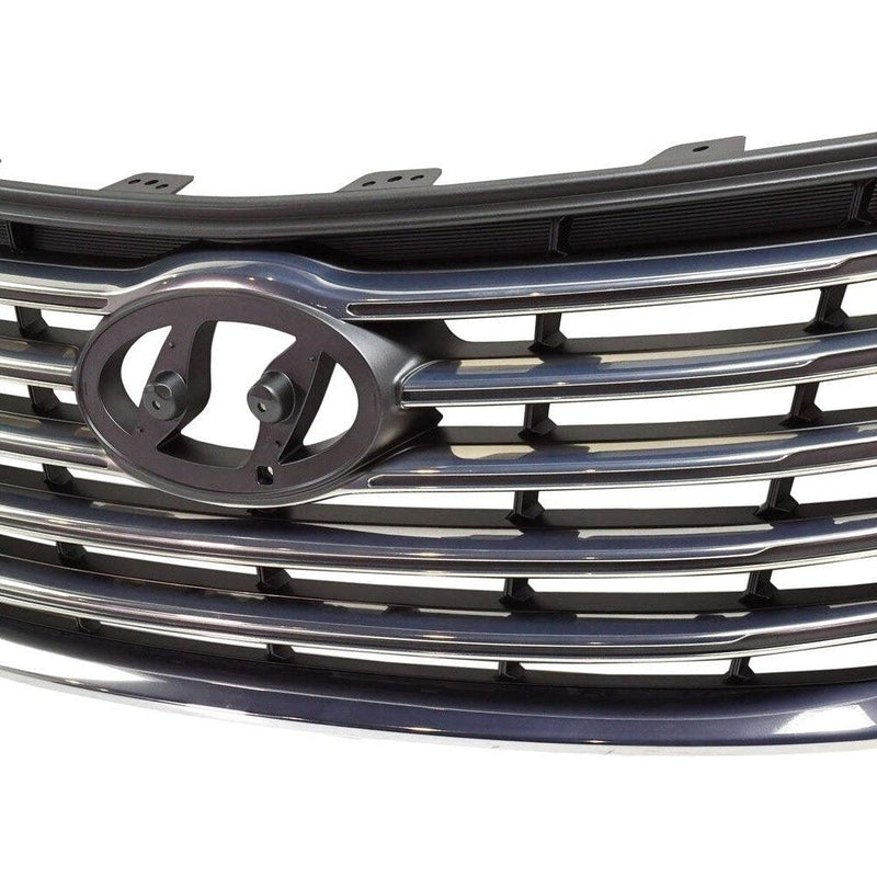 Hyundai Santa Fe Grille Black With Satin Chrome Bars/Frame Use Without Camera - HY1200199-Partify Canada