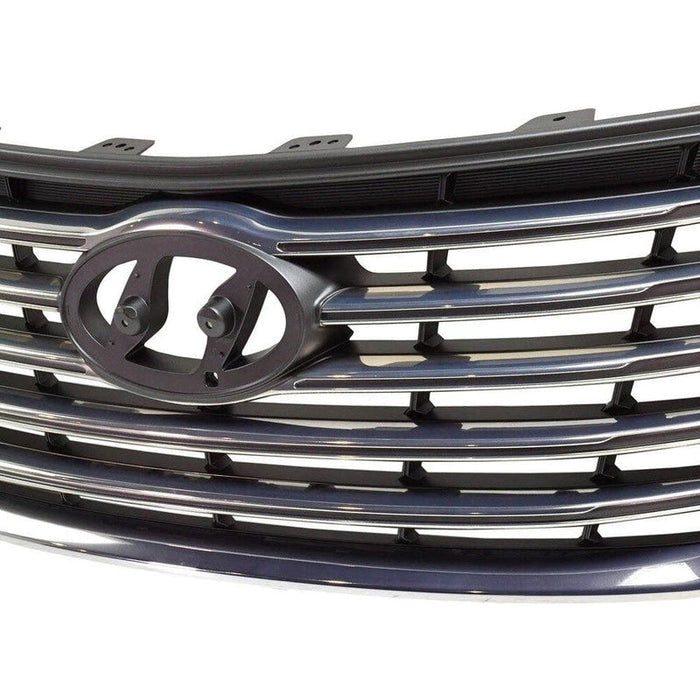 2017-2019 Hyundai Santa Fe Grille Black With Satin Chrome Bars/Frame Use Without Camera - HY1200199-Partify-Painted-Replacement-Body-Parts