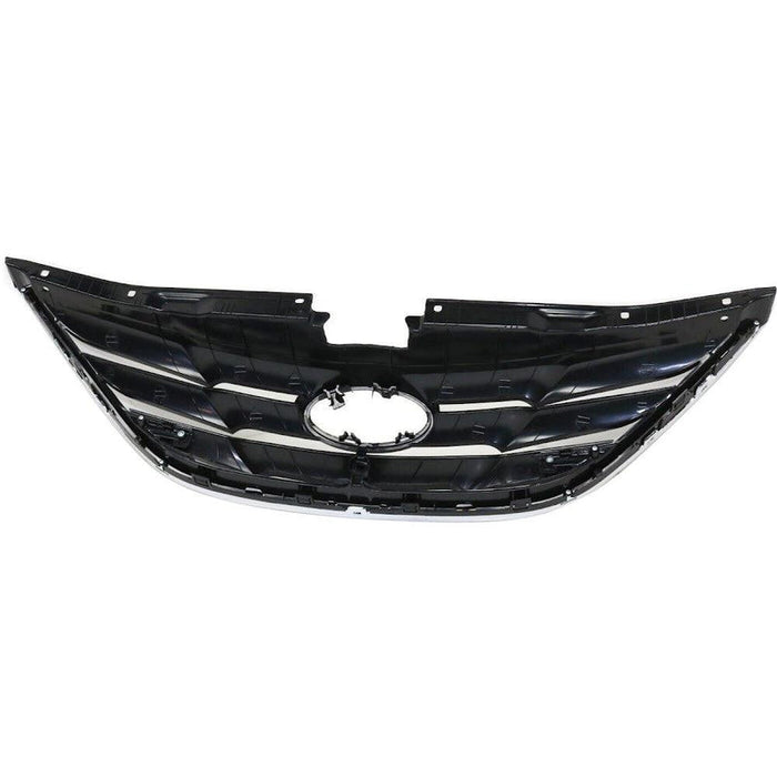 2011-2014 Hyundai Sonata Grille Matte Black With Chrome Moulding Exclude Hyb - HY1200162-Partify-Painted-Replacement-Body-Parts