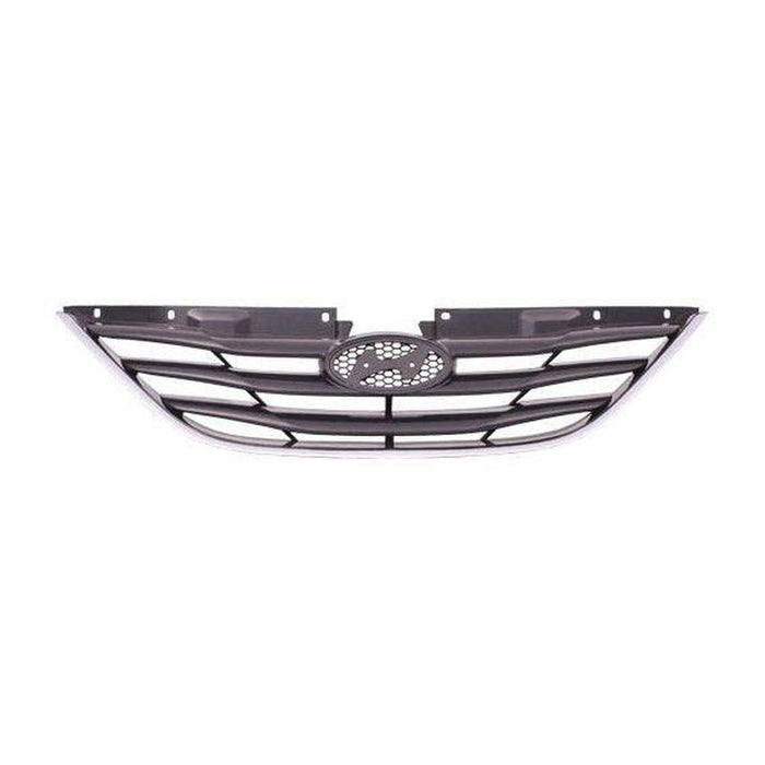2011-2014 Hyundai Sonata Grille Matte Black With Chrome Moulding Exclude Hyb - HY1200162-Partify-Painted-Replacement-Body-Parts