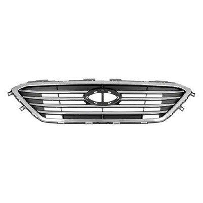 2015-2017 Hyundai Sonata Grille With Chrome Frame 4 Bars Painted Silver Gray Without Sport Package/Auto Cruise - HY1200174-Partify-Painted-Replacement-Body-Parts