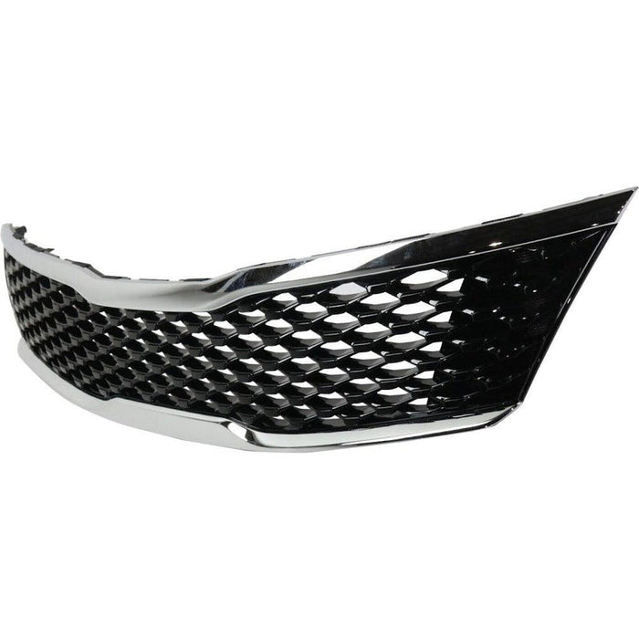 2016-2018 KIA Optima Grille Glossy Black Mesh With Upper/Lower Chrome Moulding Without Adaptive Cruise - KI1200189-Partify-Painted-Replacement-Body-Parts