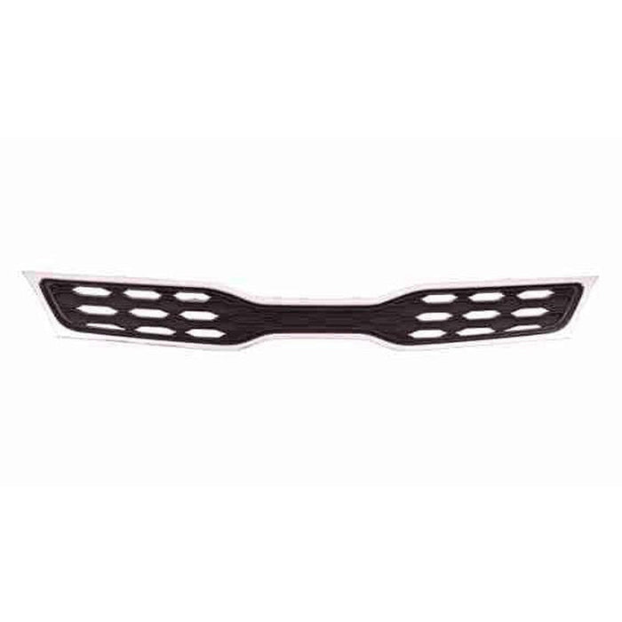 2012-2015 KIA Rio Hatchback Upper Grille Chrome Black With Fog Lamp Hole Type - KI1200152-Partify-Painted-Replacement-Body-Parts