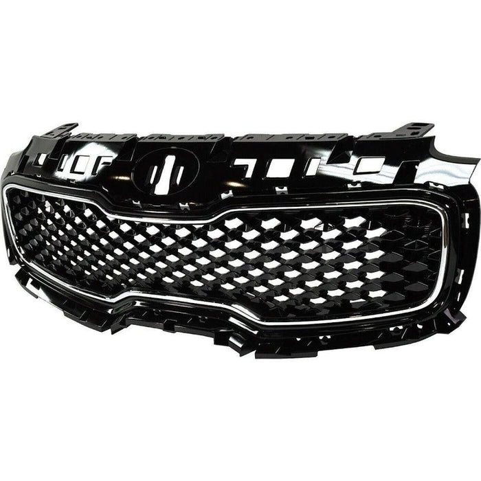 2017-2019 KIA Sportage Grille Glossy Black With Chrome Frame Without Pre-Collision - KI1200190-Partify-Painted-Replacement-Body-Parts