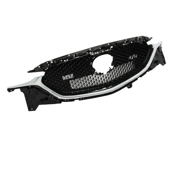 2017-2021 Mazda CX5 Grille Painted Black Mesh With Lower Chrome Moulding - MA1200215-Partify-Painted-Replacement-Body-Parts