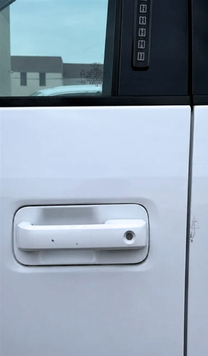 Door handle area before touch-up paint repair
